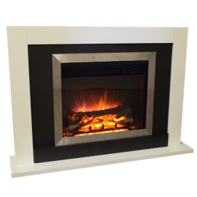 Suncrest Romney White MDF & stainless steel Freestanding Electric fire suite
