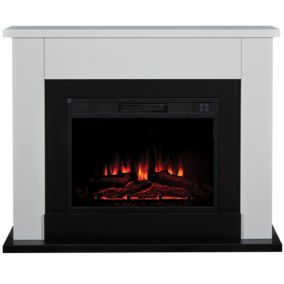 Suncrest Ryedale Black & white MDF & stainless steel Freestanding Electric fire suite