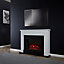 Suncrest Ryedale Black & white Textured stone effect MDF & stainless steel Freestanding Electric fire suite