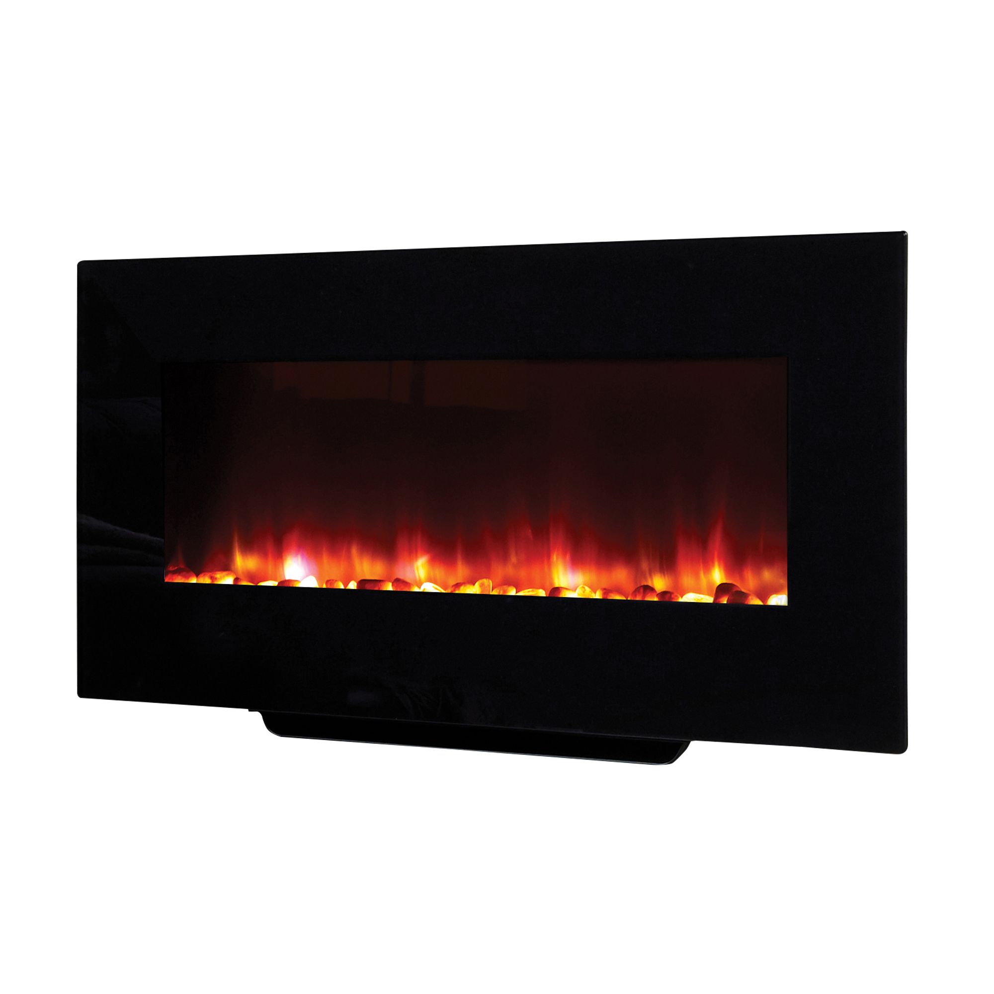 Suncrest Santos 2kW Gloss Black Glass effect Wall-mounted Electric Fire