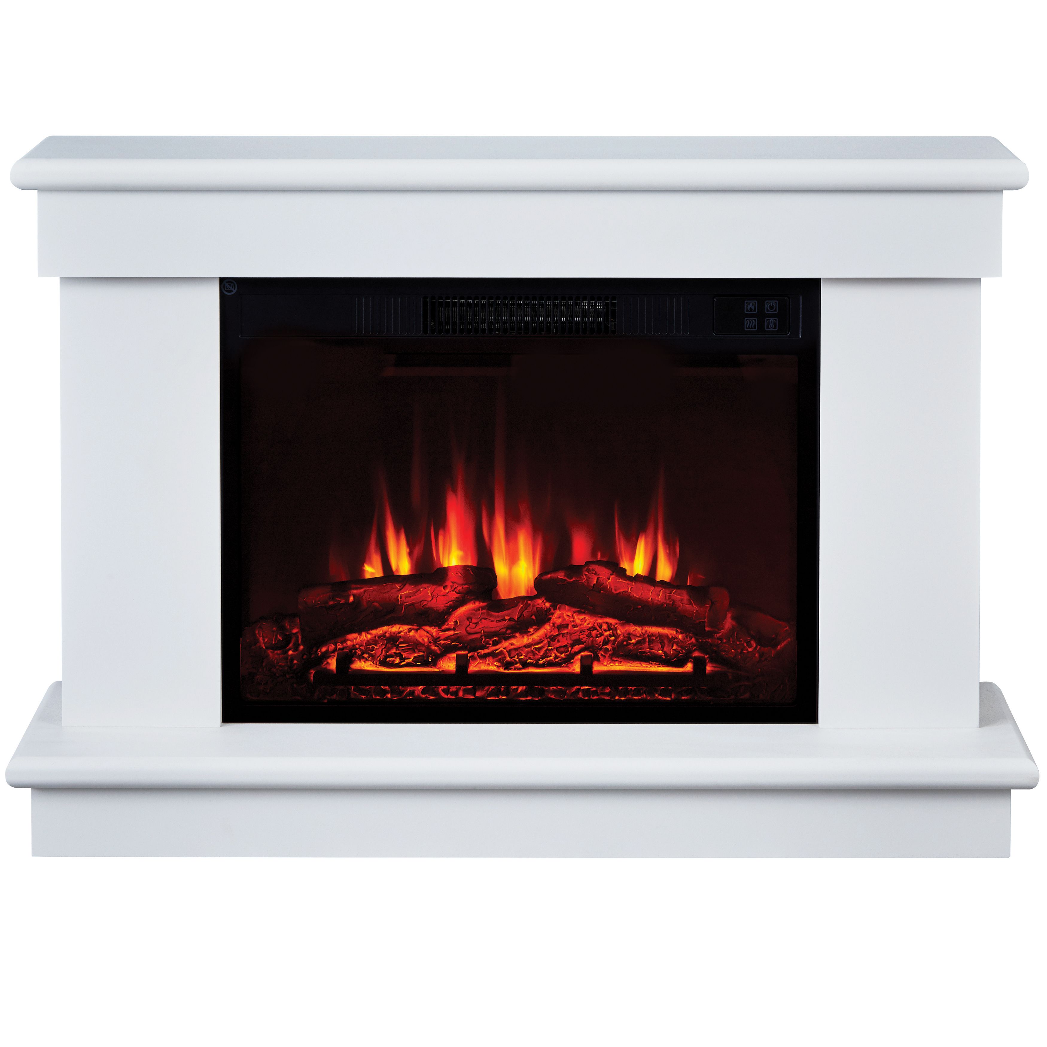 Suncrest Tenby White Textured stone effect Electric fire suite | DIY at Bu0026Q
