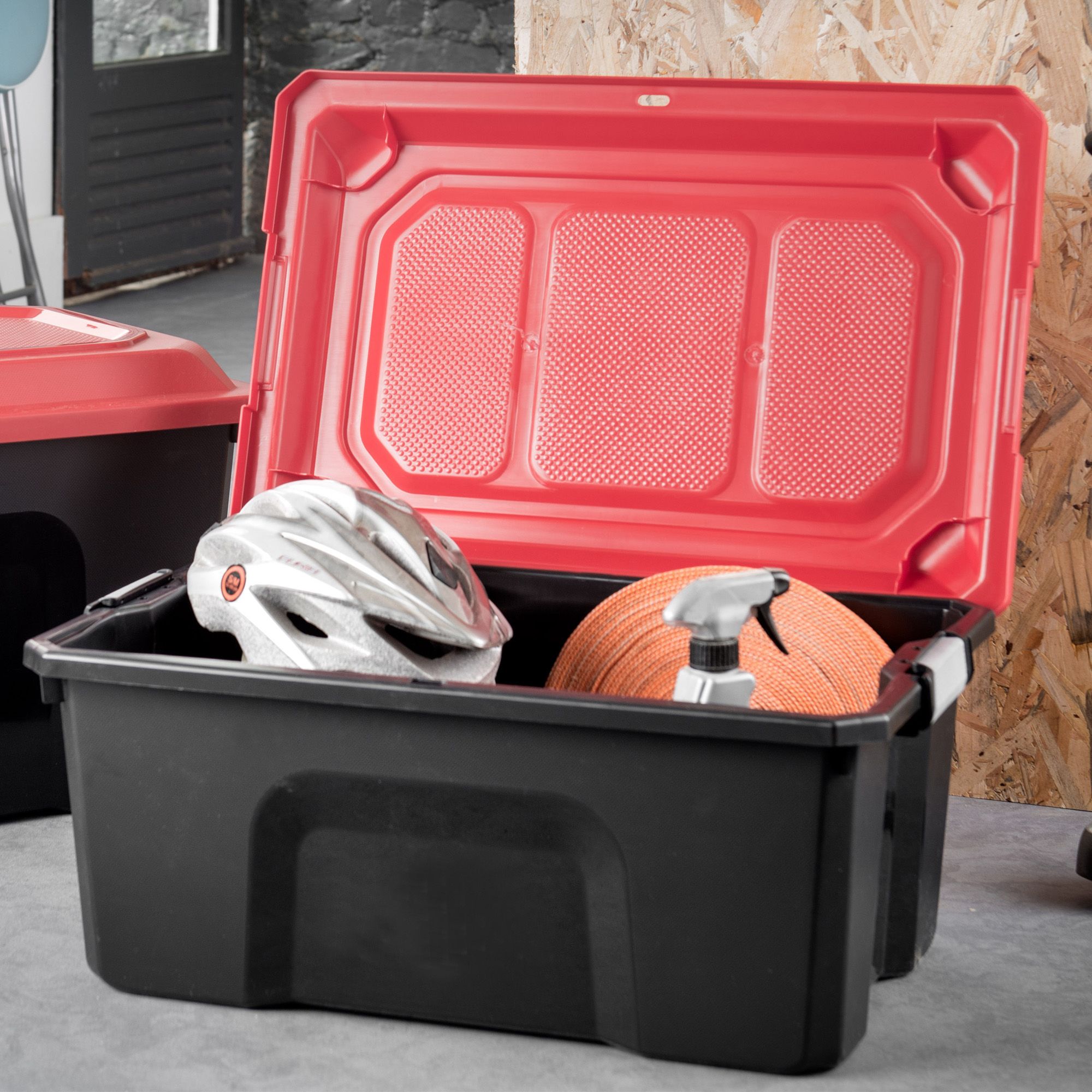 Sundis Black & red 40L Stackable Toy Storage trunk & Lid