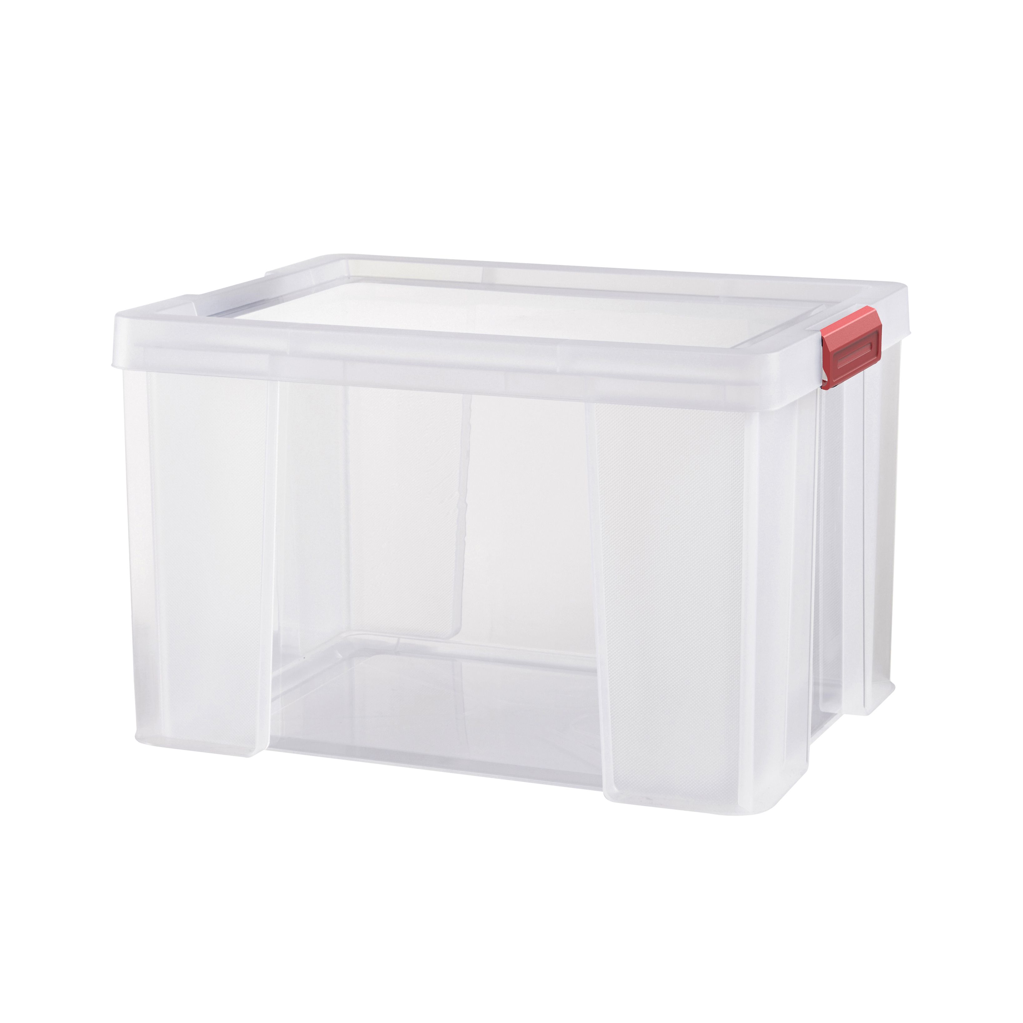 Sundis Clip & store Heavy duty Clear Rectangular 45L Plastic Stackable Storage box & Integrated lid