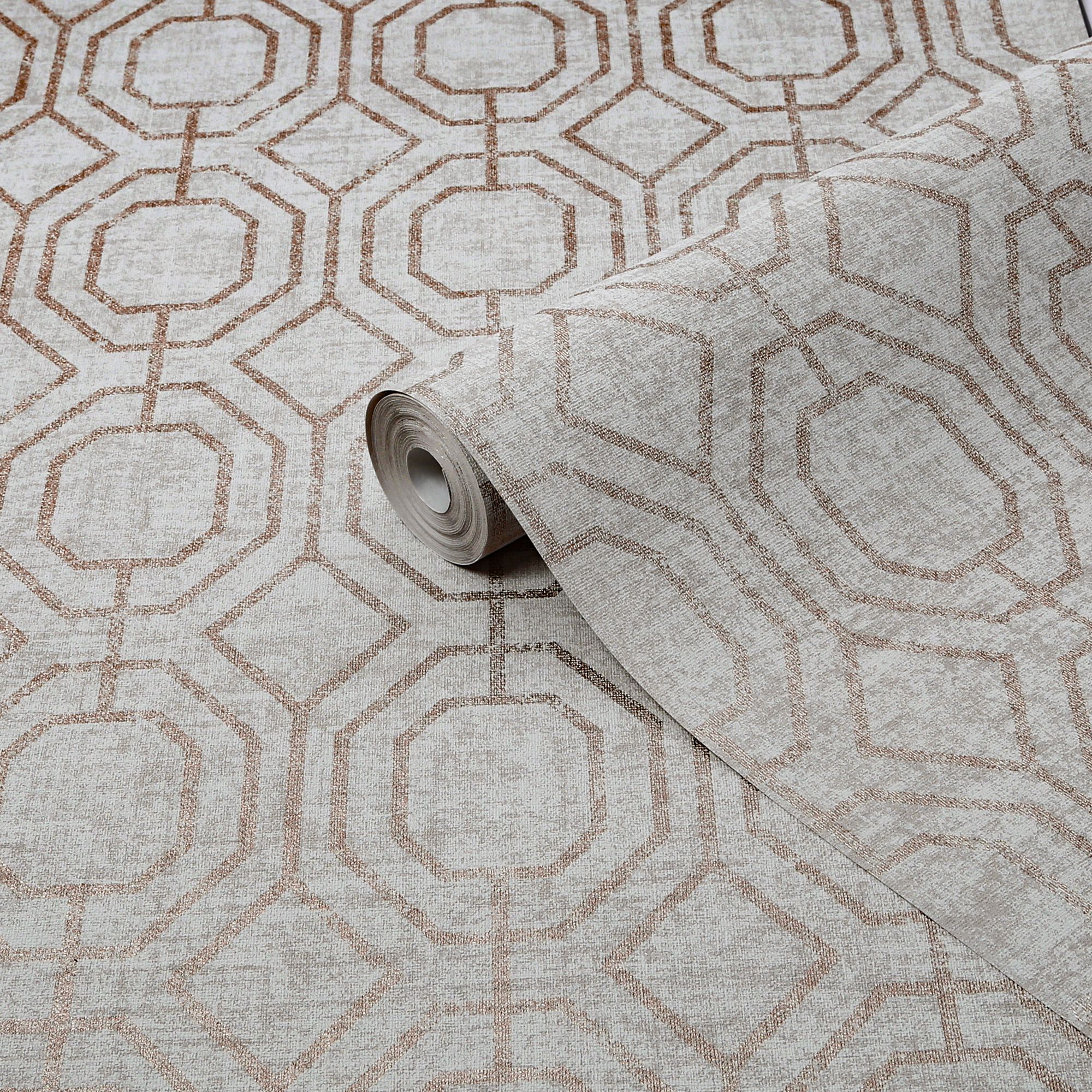 Superfresco Champagne Geometric Smooth Wallpaper DIY at B&Q