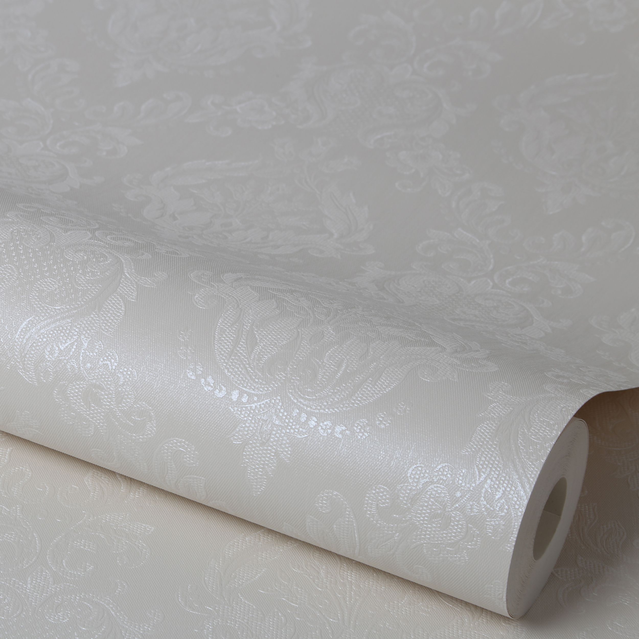 Superfresco Colours Cream Damask Textured Wallpaper Sample DIY at B&Q