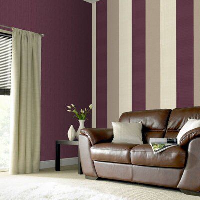 Superfresco Colours Plum Striped Textured Wallpaper