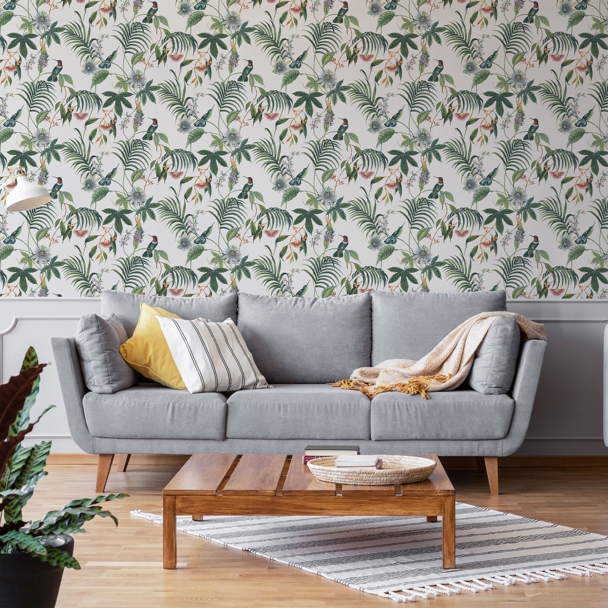 Superfresco Easy Adilah White Leaves Smooth Wallpaper | DIY At B&Q