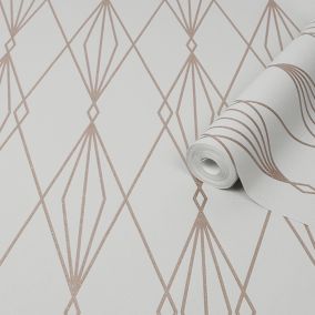 Superfresco Easy Ajuga Grey Geometric Metallic effect Textured Wallpaper Sample