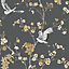 Superfresco Easy Alexa crane Anthracite Cherry blossom Smooth Wallpaper