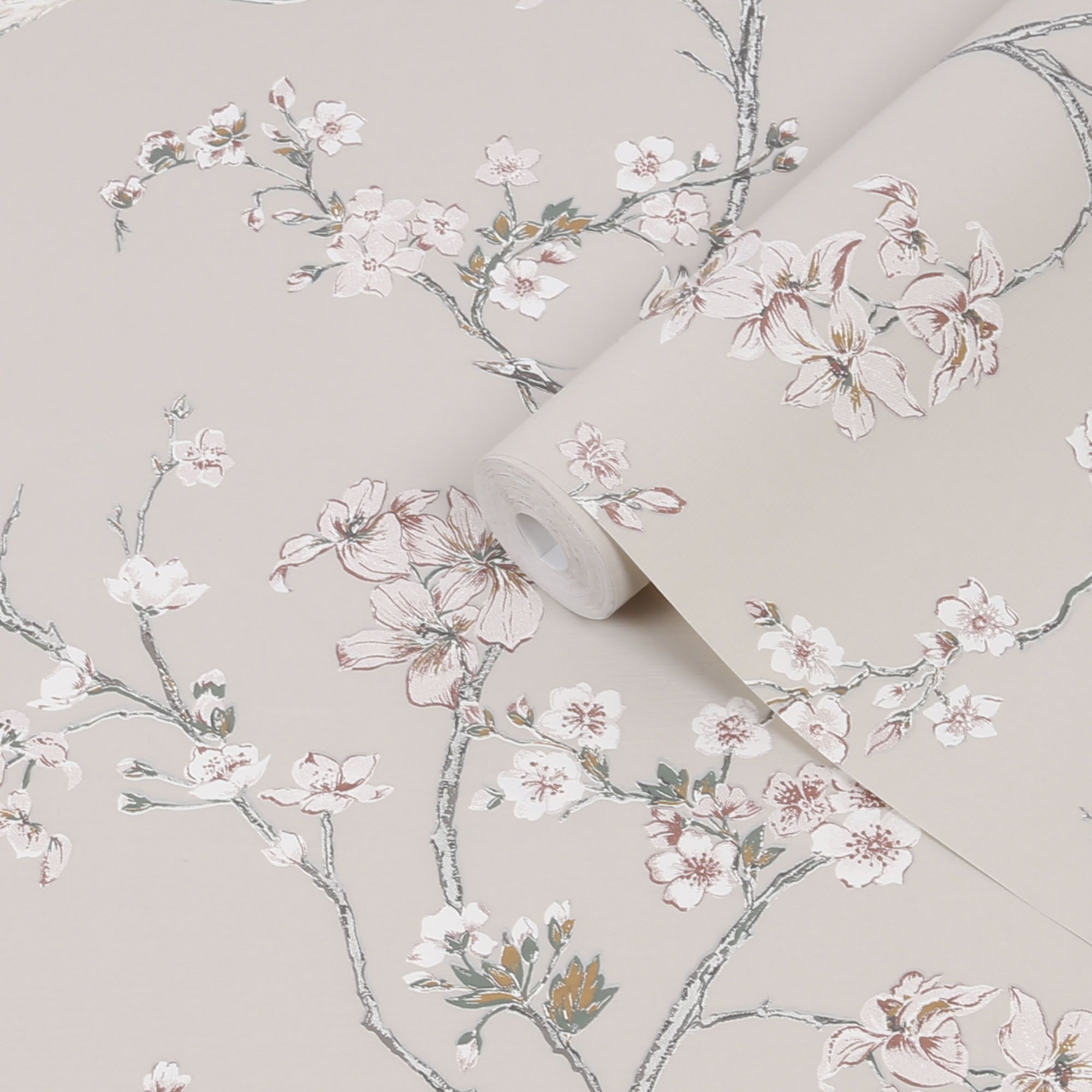 Superfresco Easy Alexa Crane Taupe Cherry Blossom Smooth Wallpaper Diy At B Q