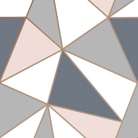 Superfresco Easy Apex Navy & pink Geometric Smooth Wallpaper