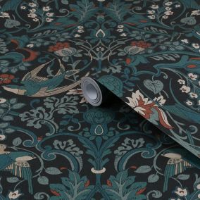 Superfresco Easy Archival Damask Blue Smooth Wallpaper