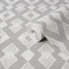 Superfresco Easy Batam Grey Geometric Embossed Wallpaper Sample