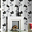 Superfresco Easy Black Ornamental orchid Textured Wallpaper