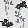 Superfresco Easy Black Ornamental orchid Textured Wallpaper