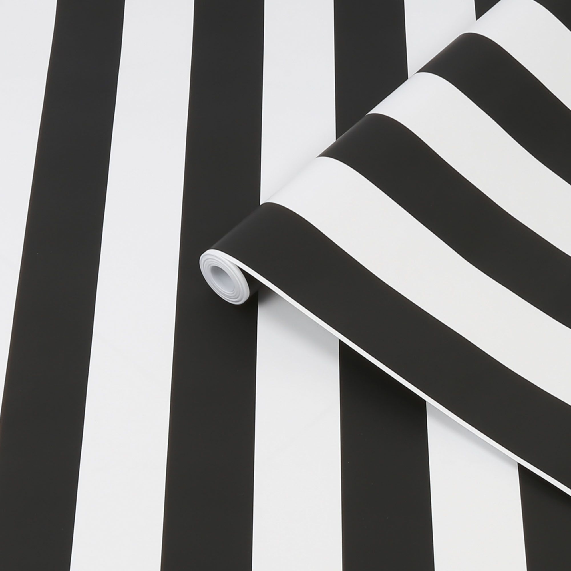 Superfresco Easy Black & white Stripe Smooth Wallpaper DIY at B&Q