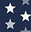 Superfresco Easy Blue Stars Smooth Wallpaper Sample