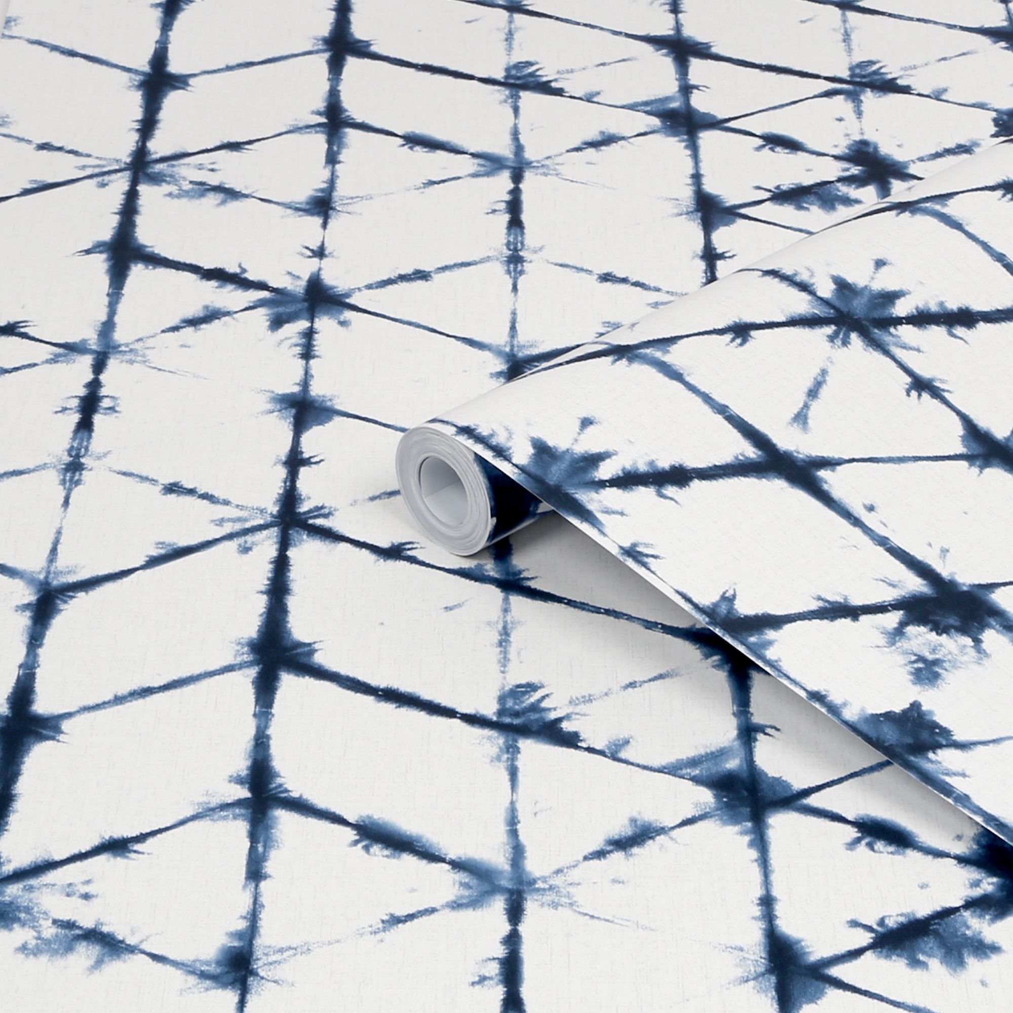 Superfresco Easy Blue & white Geometric Fabric effect Smooth Wallpaper