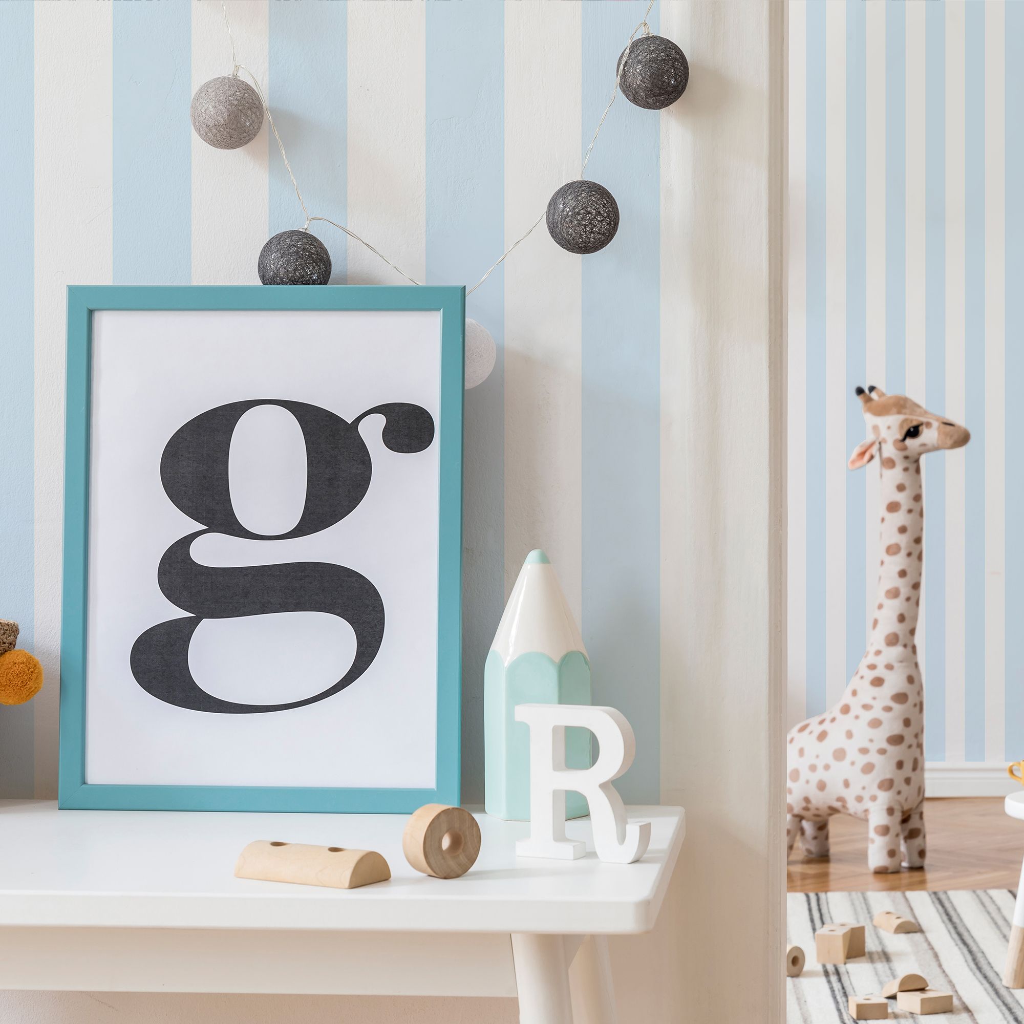 Superfresco Easy Blue & white Stripe Smooth Wallpaper