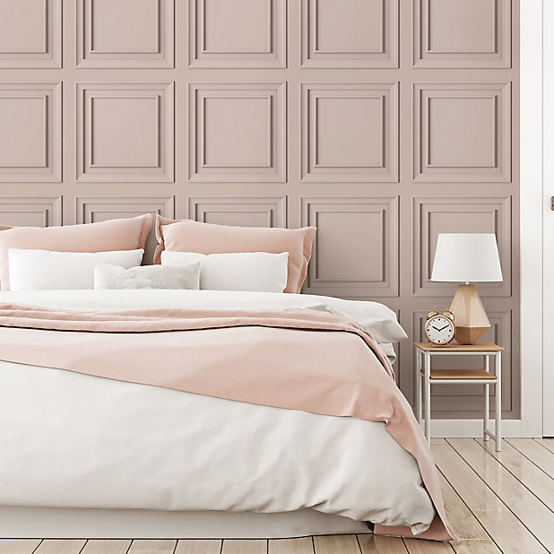 Superfresco Easy Blush Panel Wood Effect Smooth Wallpaper Diy At B Q - Blush Pink Wallpaper B Q