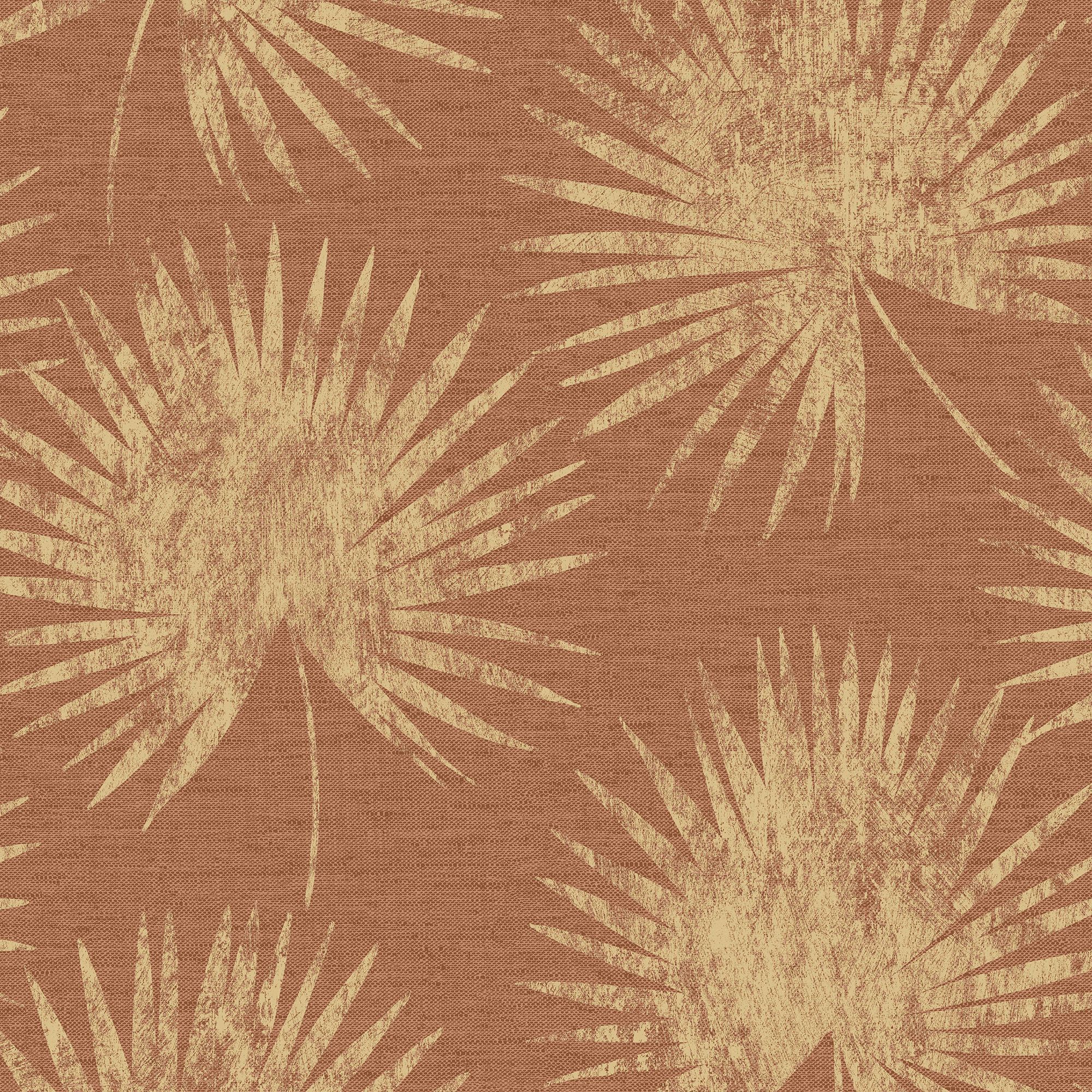 Superfresco Easy Burnt orange Palm leaves Gold effect Textured