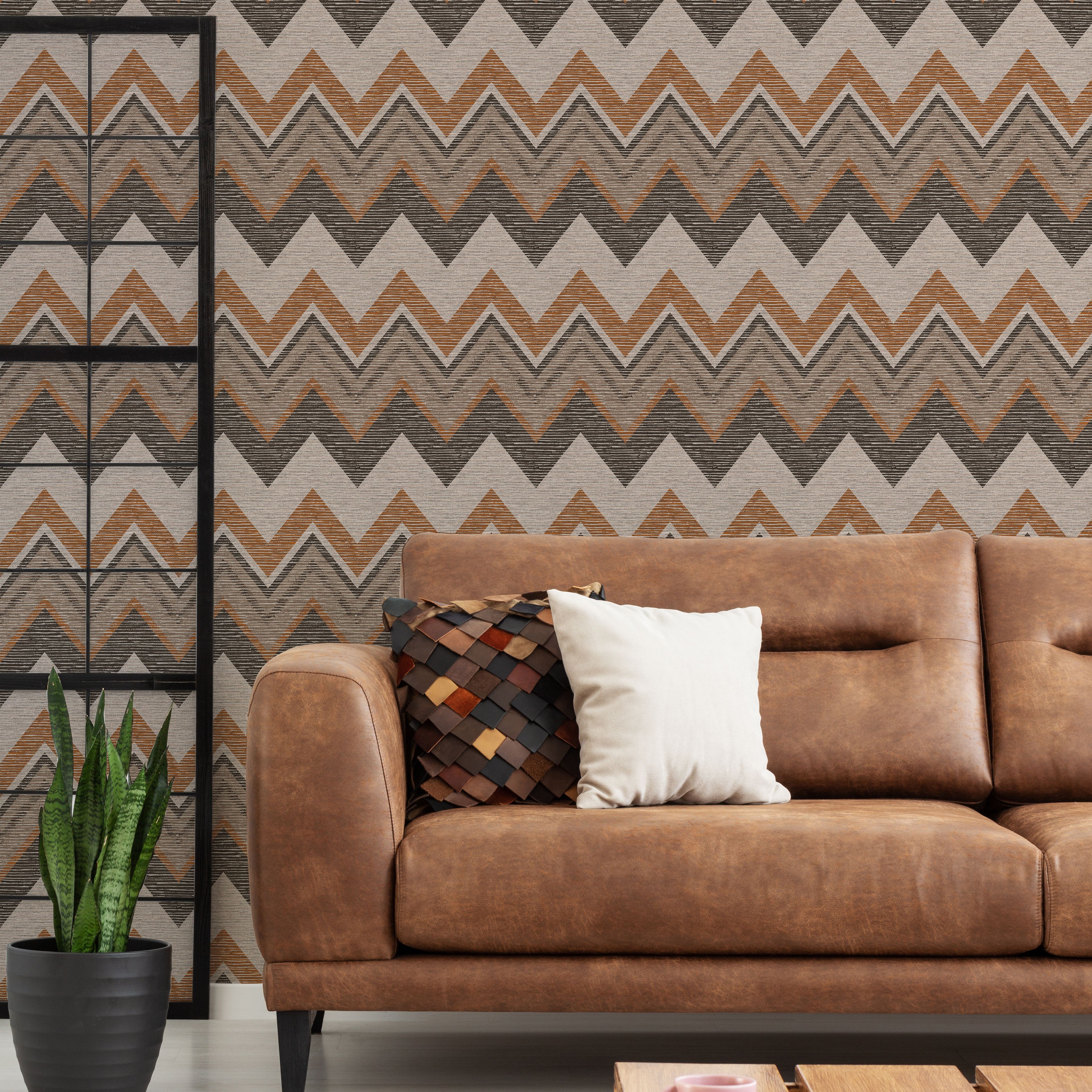 Superfresco Easy Cocoa Chevron Embossed Wallpaper Sample