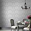 Superfresco Easy Como Silver glitter effect Damask Embossed Wallpaper Sample