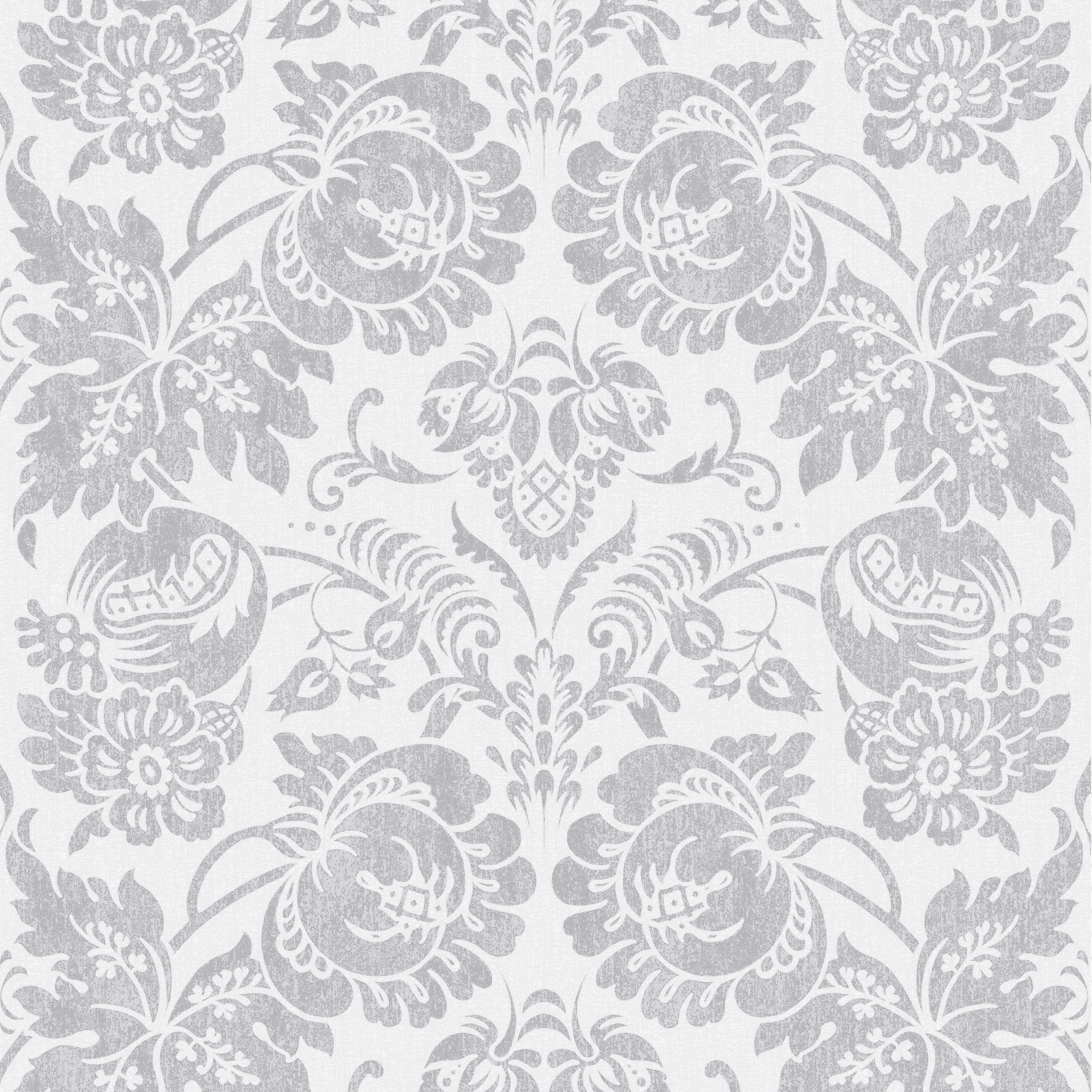 Superfresco Easy Como Silver glitter effect Damask Embossed Wallpaper ...