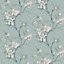 Superfresco Easy Duck egg Oriental blossom Embossed Wallpaper Sample