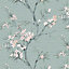 Superfresco Easy Duck egg Oriental blossom Embossed Wallpaper Sample