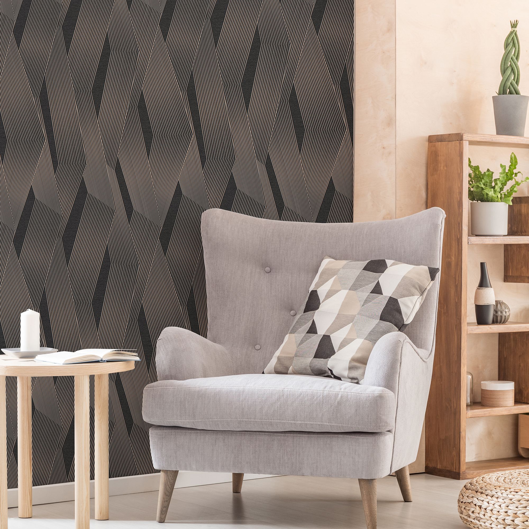 Superfresco Easy Elegant designs Anthracite Metallic effect Smooth Wallpaper