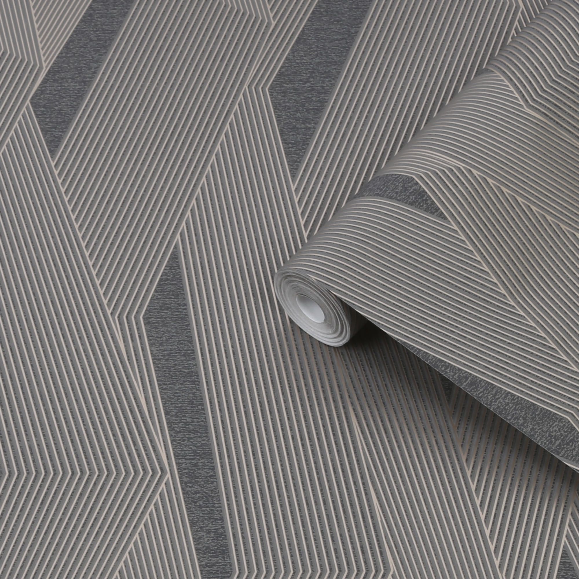 Superfresco Easy Elegant designs Anthracite Metallic effect Smooth Wallpaper