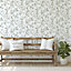 Superfresco Easy Eugenie Green & white Leaves Smooth Wallpaper
