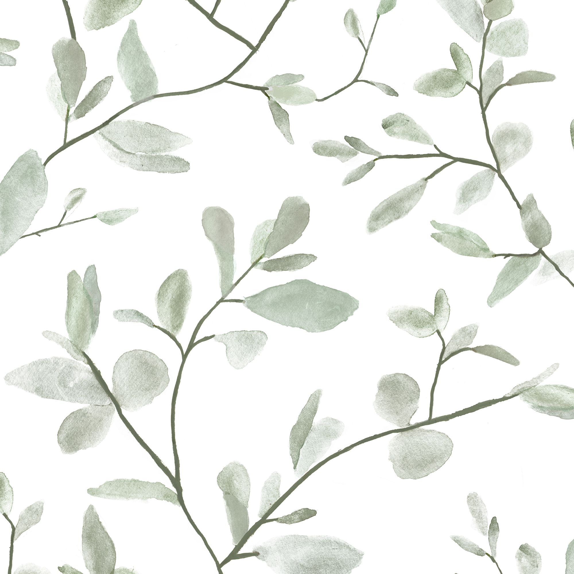 Superfresco Easy Eugenie Green & white Leaves Smooth Wallpaper