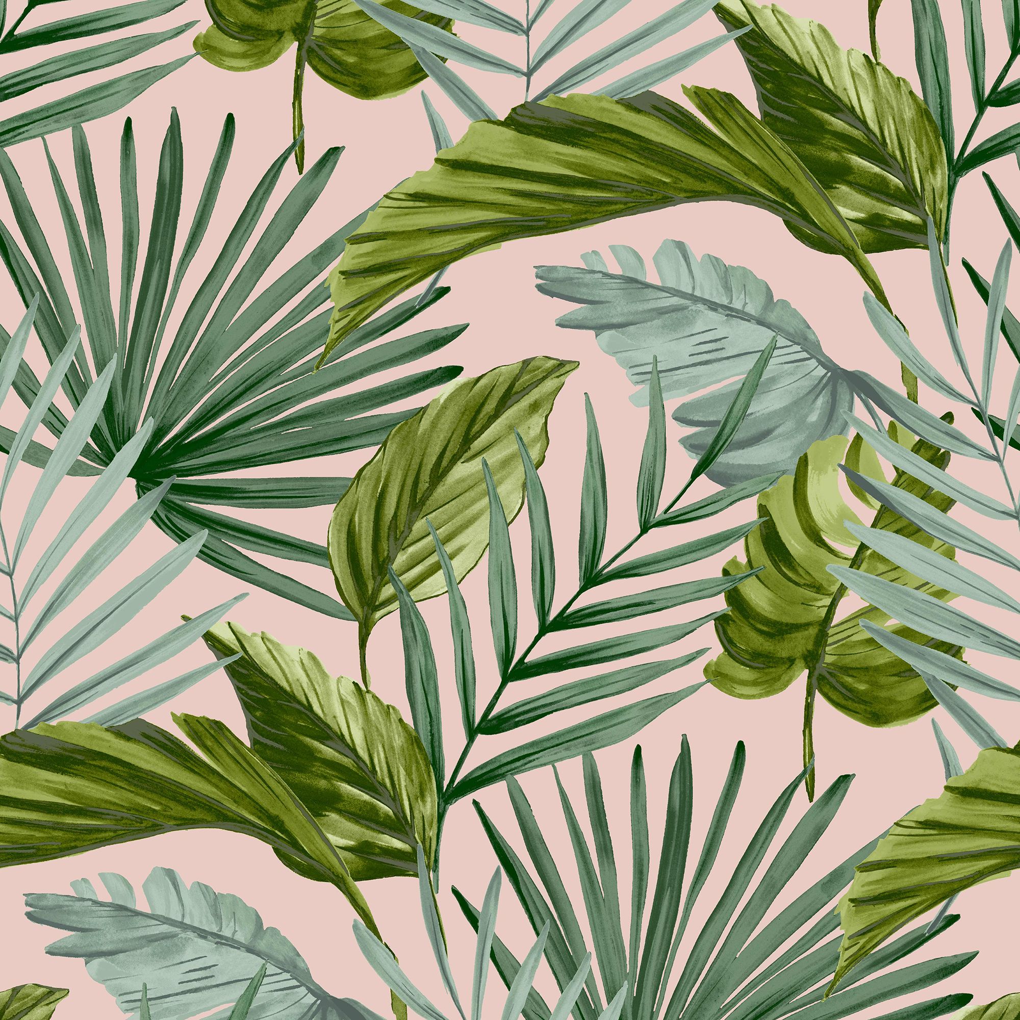 Superfresco Easy Flow Green & Pink Leaves Smooth Wallpaper | DIY At B&Q