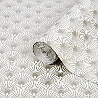 Superfresco Easy Gatsby Geometric Metallic effect Textured Wallpaper