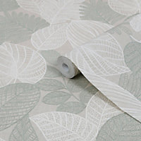 Superfresco Easy Green Crafted Leaves Metallic effect Smooth Wallpaper