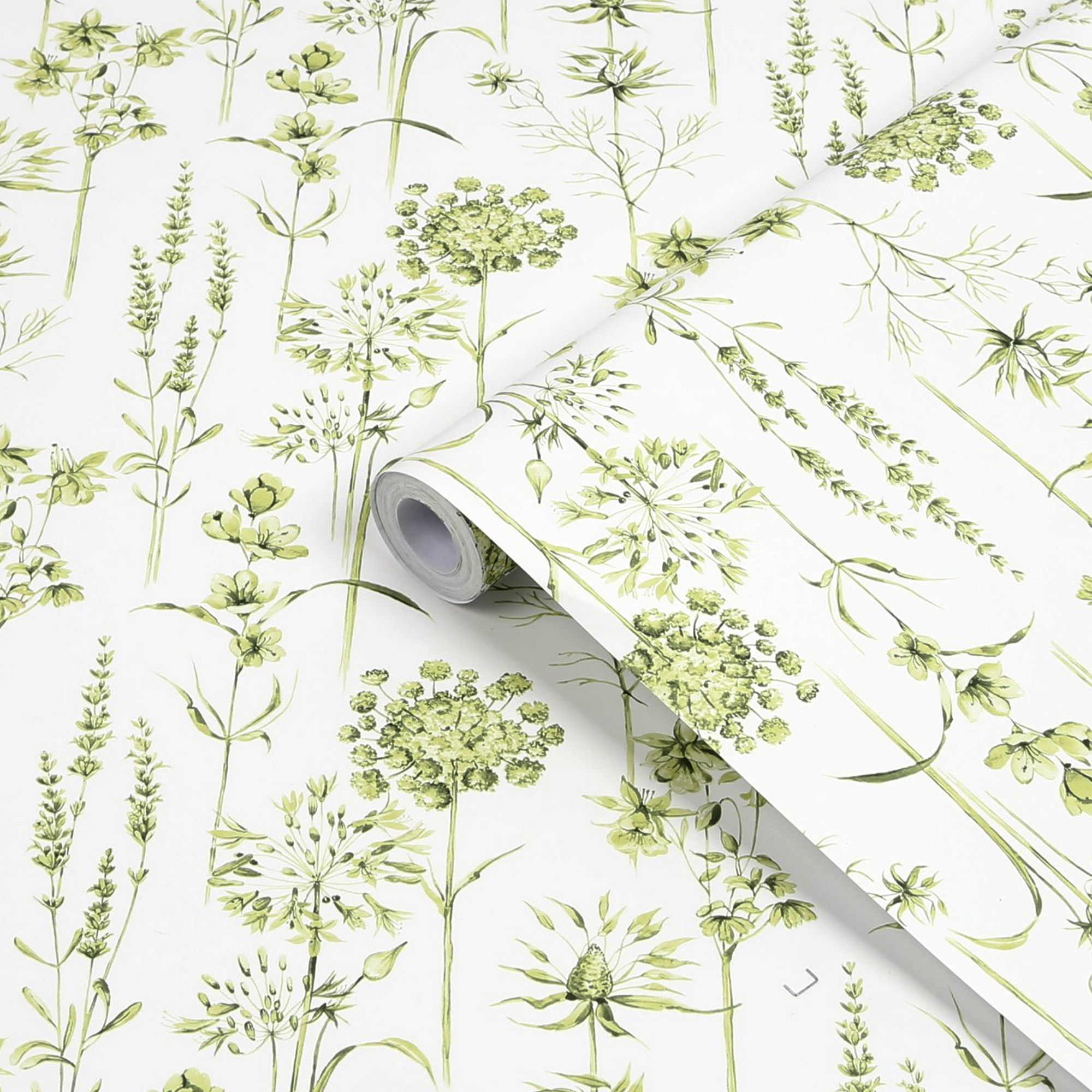 Superfresco Easy Green Floral Smooth Wallpaper Sample DIY at B&Q