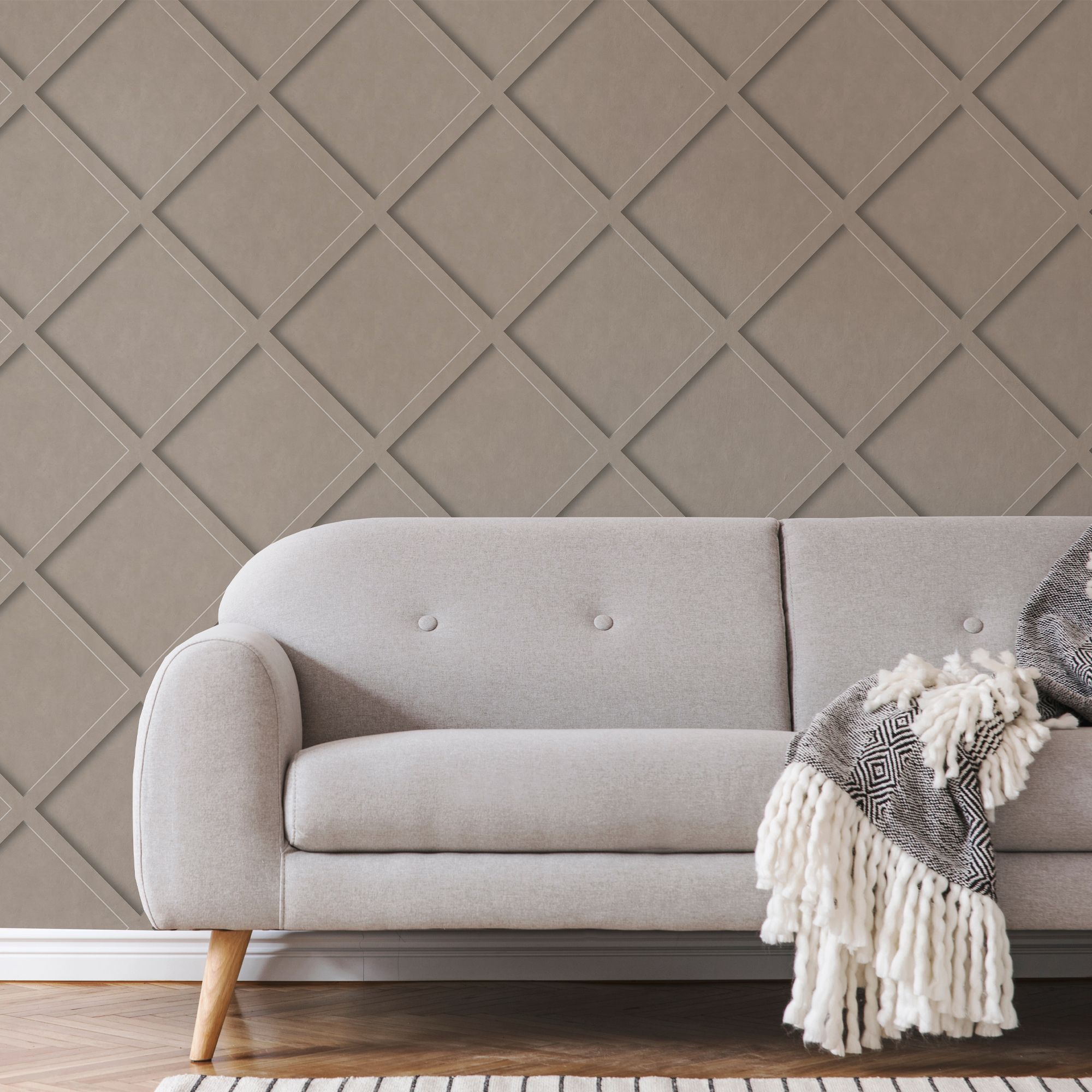 Superfresco Easy Grey Concrete effect Panelled Smooth Wallpaper