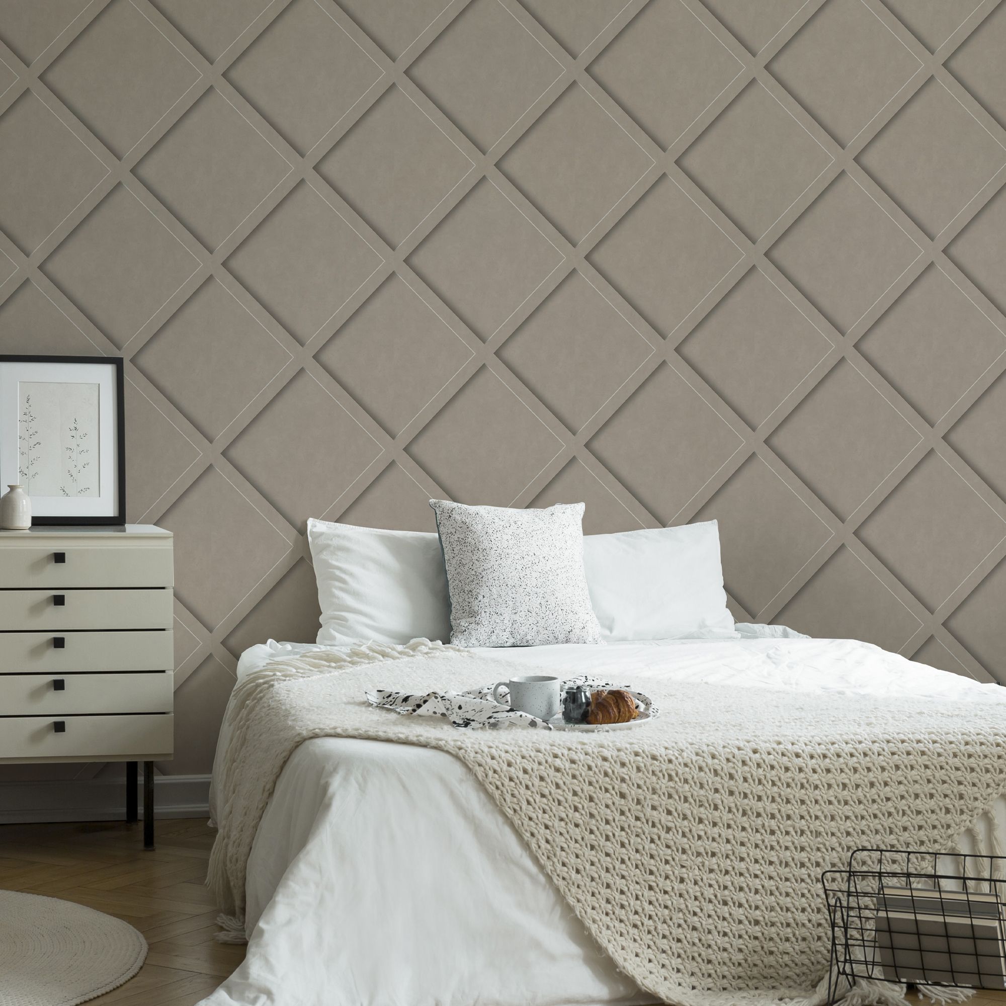 Superfresco Easy Grey Concrete effect Panelled Smooth Wallpaper