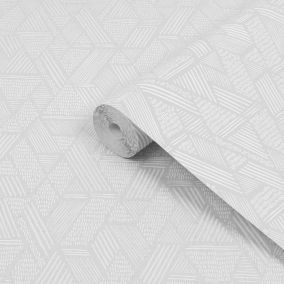 Superfresco Easy Grey Geometric Fabric effect Textured Wallpaper