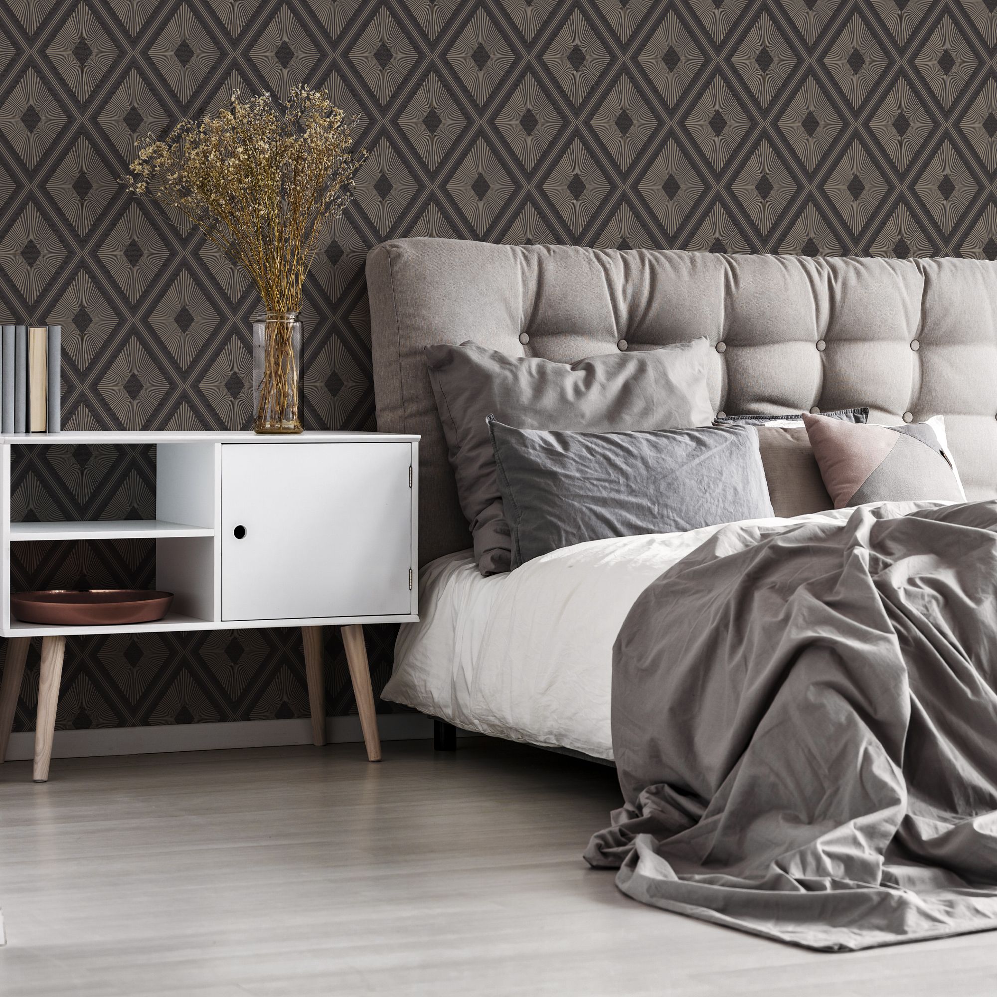 Superfresco Easy Grey Metallic effect Geometric Textured Wallpaper Sample