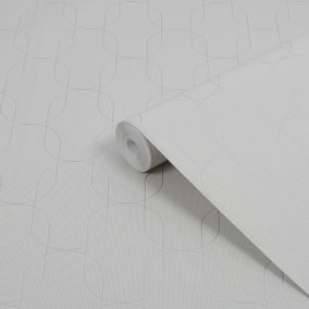 Superfresco Easy Grey Metallic effect Infinite Geo Textured Wallpaper
