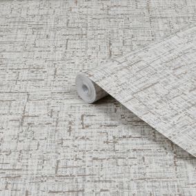 Superfresco Easy Heavy Linen Beige Fabric effect Smooth Wallpaper