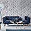 Superfresco Easy Illustrative Navy Floral Mica effect Smooth Wallpaper
