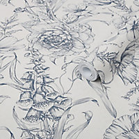 Superfresco Easy Illustrative Navy Mica effect Floral Smooth Wallpaper