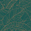 Superfresco Easy Kaya Green Gold effect Leaves Smooth Wallpaper