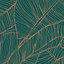 Superfresco Easy Kaya Green Gold effect Leaves Smooth Wallpaper