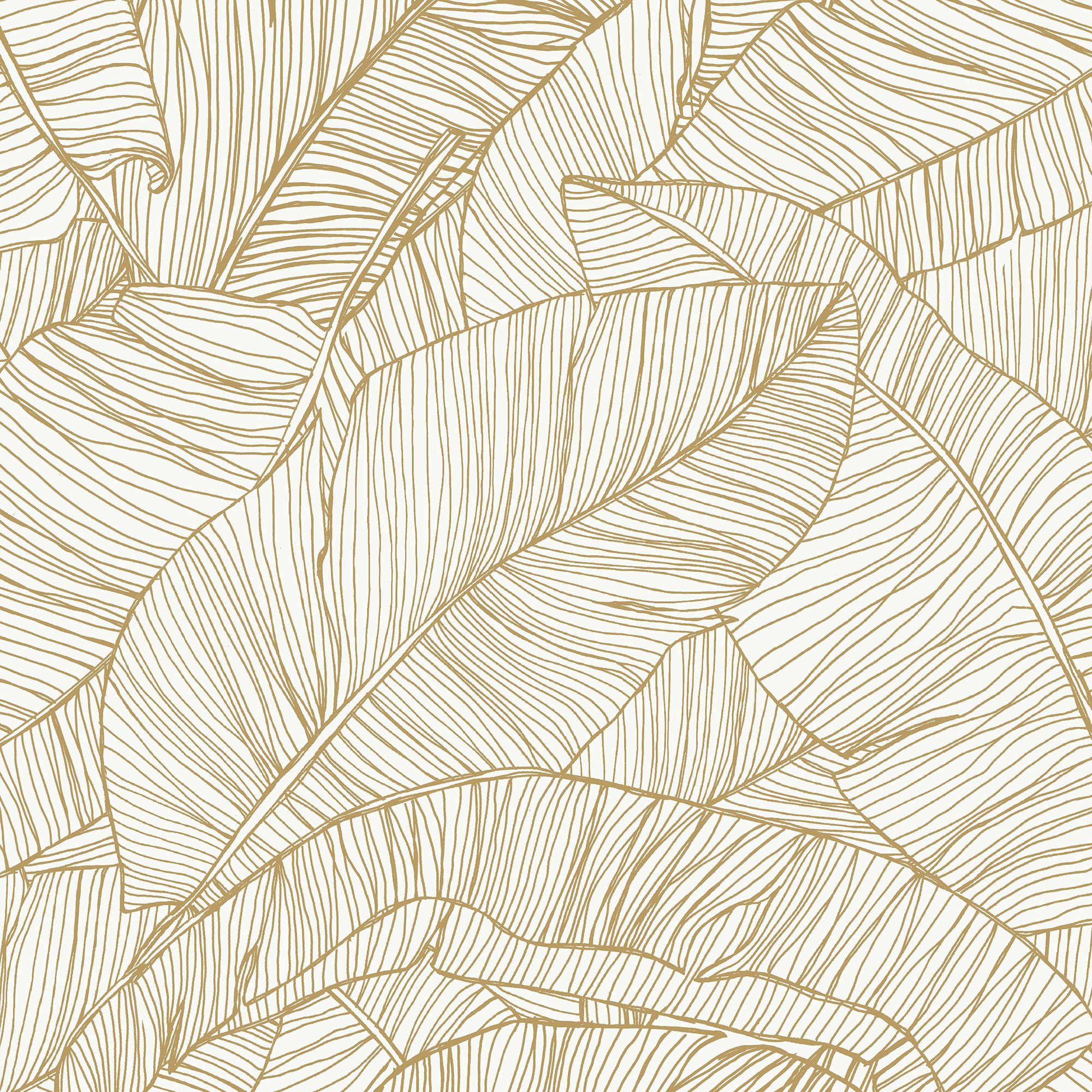 Superfresco Easy Kaya White Leaves Gold effect Smooth Wallpaper DIY