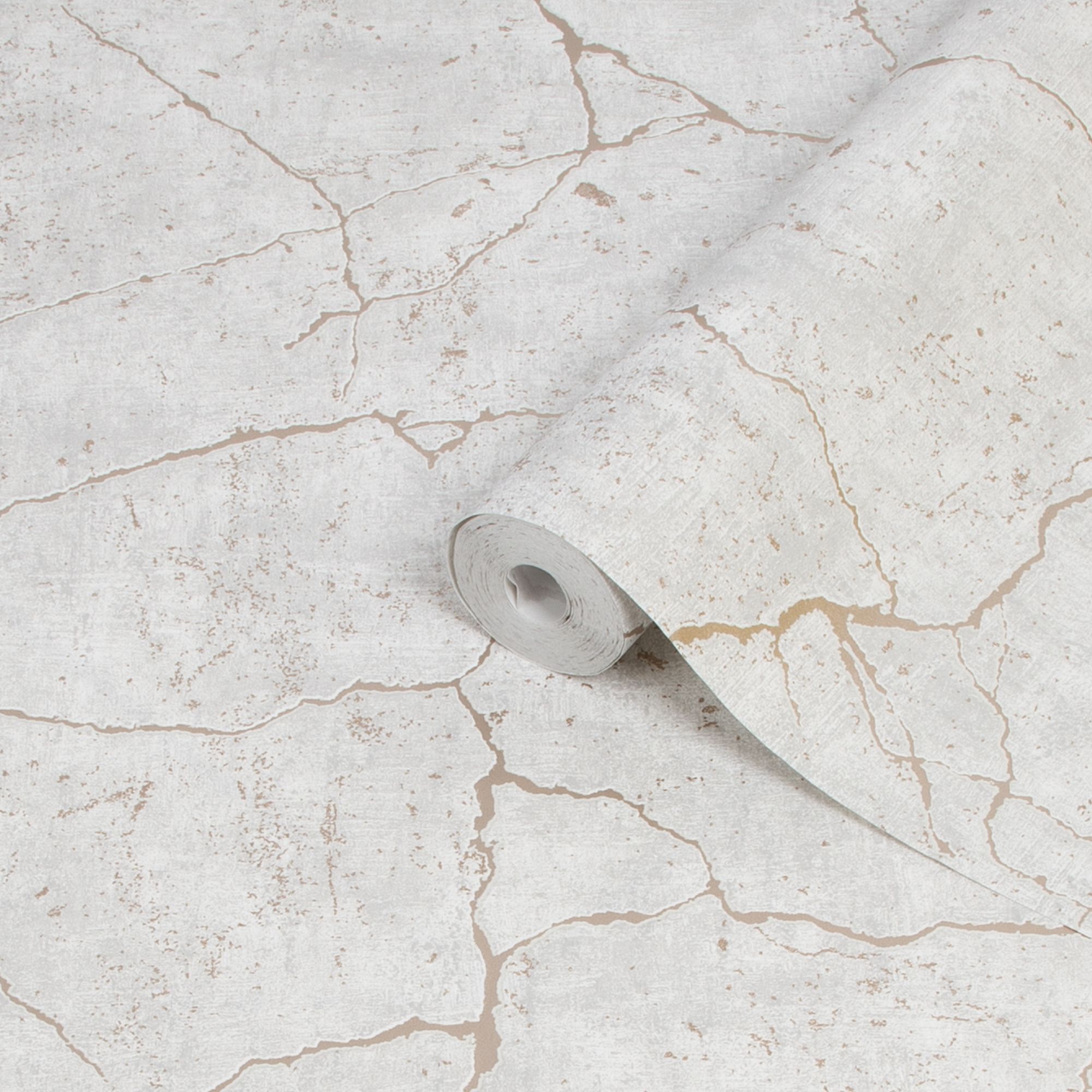 Superfresco Easy Kintsugi White Rose gold effect Tile Smooth Wallpaper